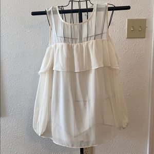 Sheer Cold Shoulder Long Sleeve Blouse